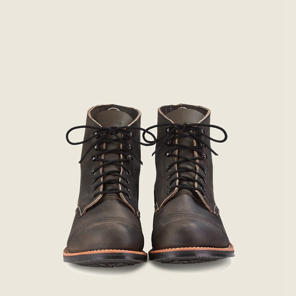 Mens Red Wing Iron Ranger - 6-inch Rough & Tough Leather - Heritage Boots Dark Grey - YSG712940